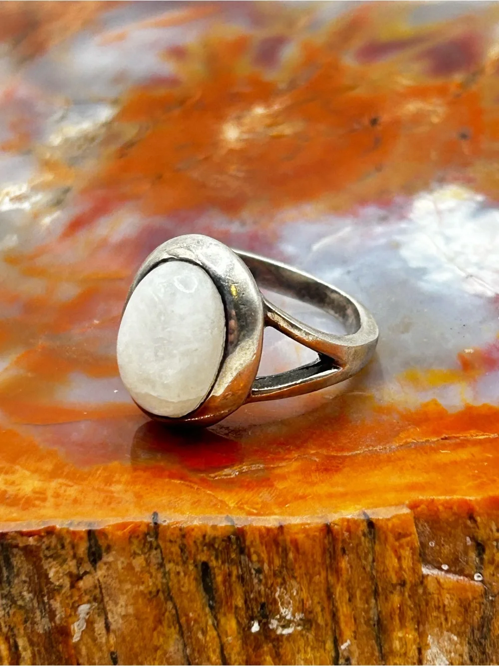Sterling Silver Moonstone Ring - Size 7